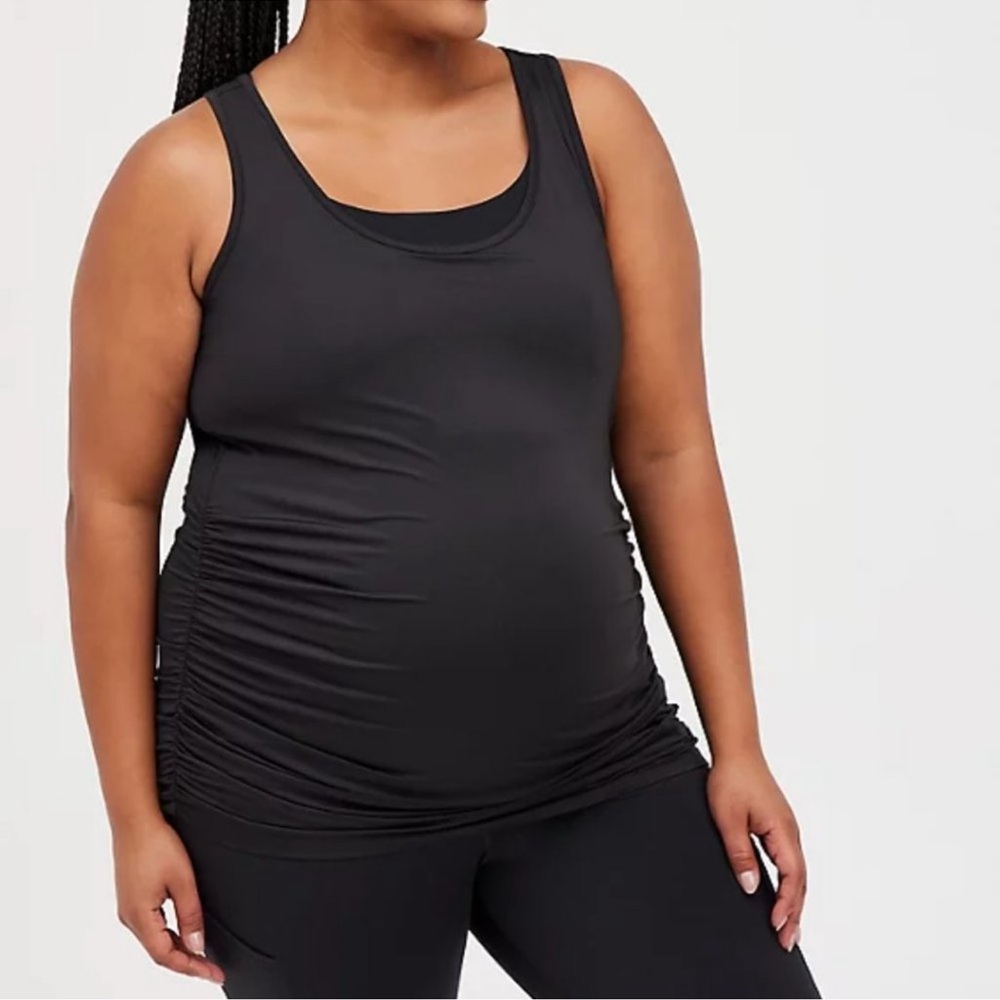 🍉 Torrid plus size maternity active tank, ruching on the sides, 1X, NWT, black